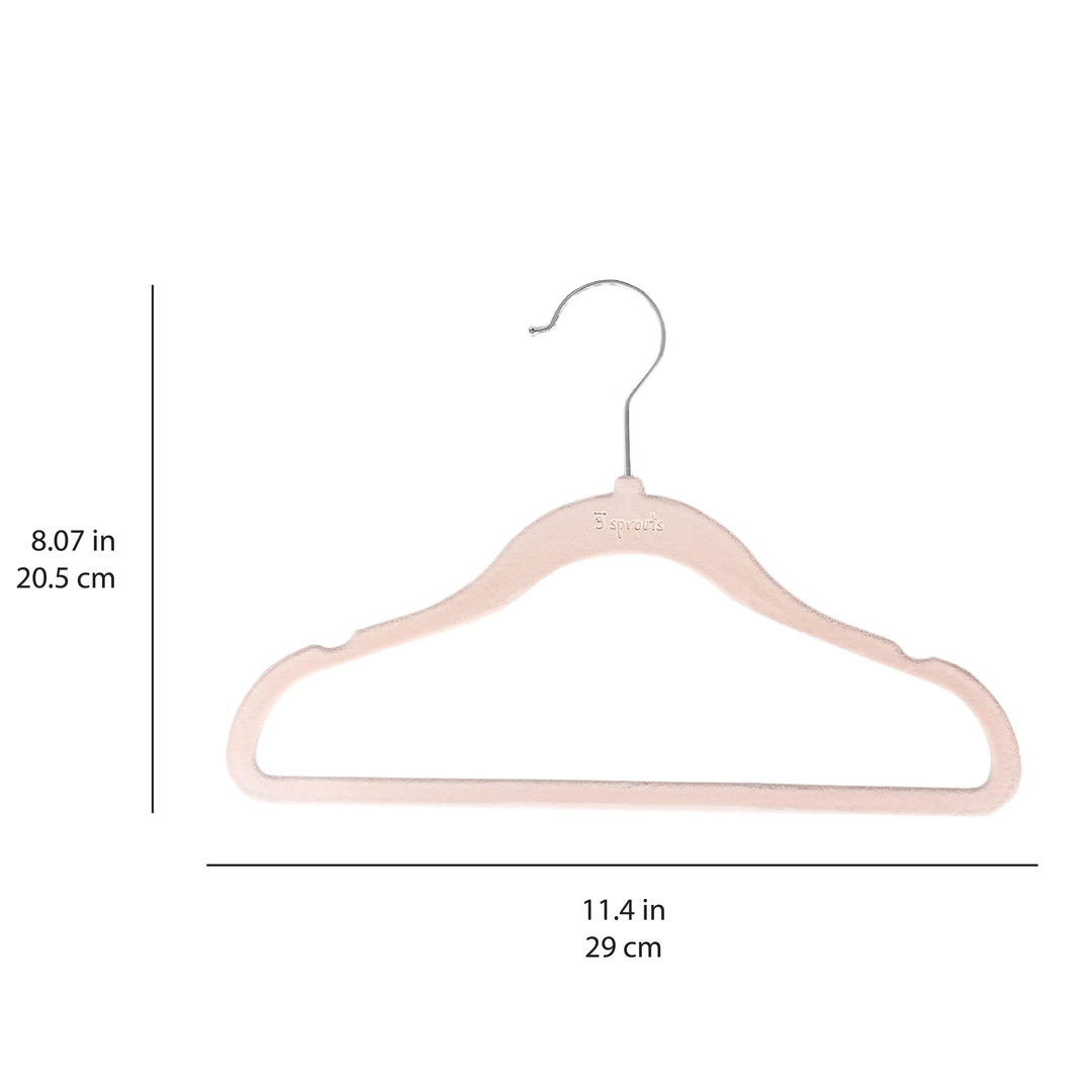 3 Sprouts - Pack of 15 Velvet Kid's Hangers, Pink