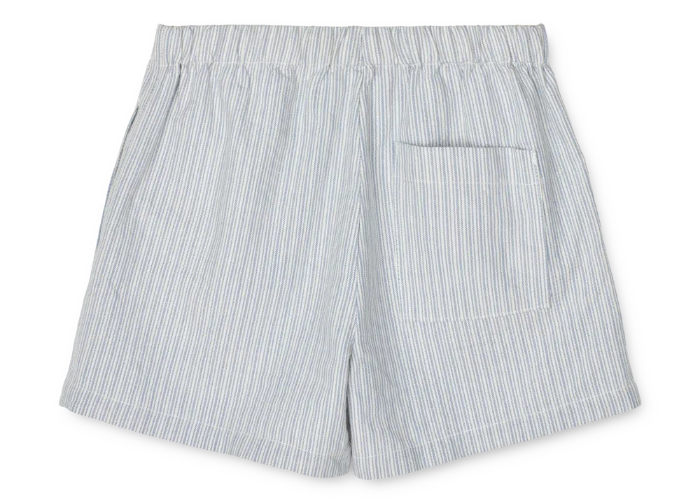 Liewood - Short en Coton Biologique Madison, Rayures Crème et Bleu Rivière