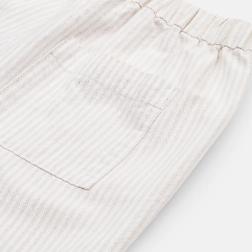 Liewood - Short en Coton Biologique Madison, Rayures Blanc Vif et Sable