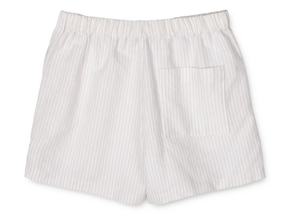 Liewood - Short en Coton Biologique Madison, Rayures Blanc Vif et Sable