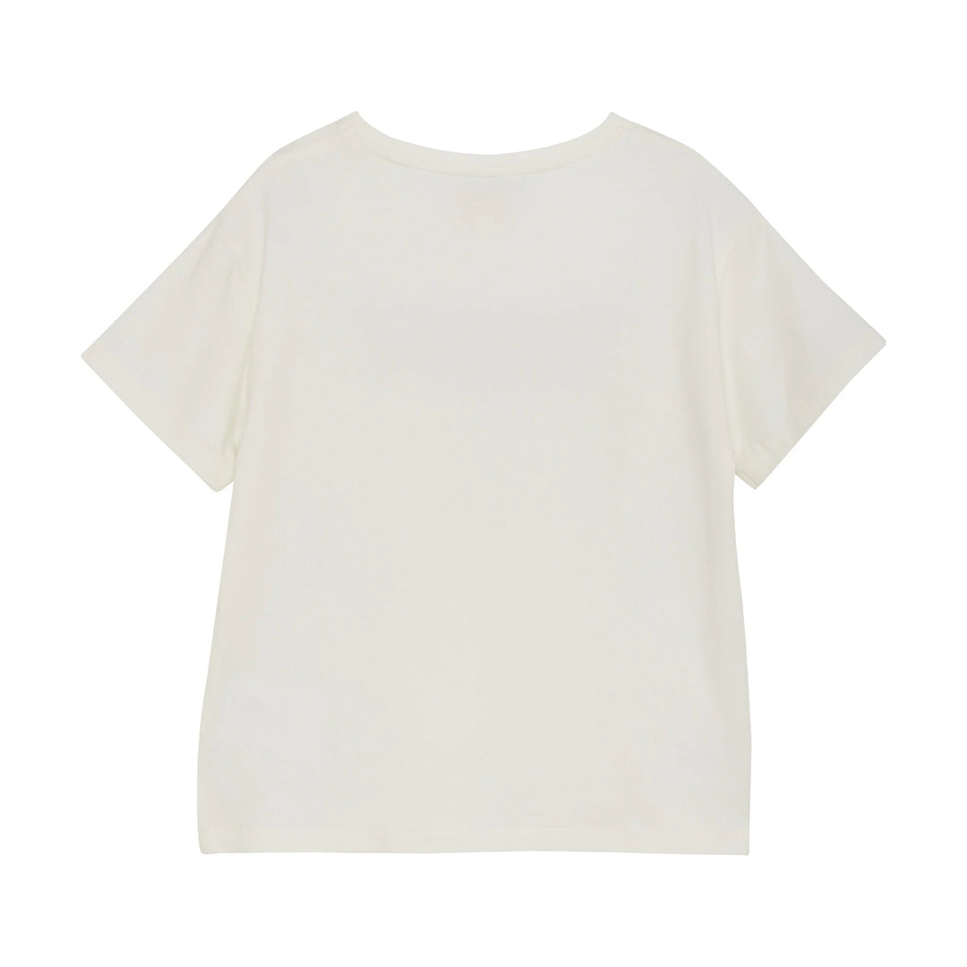 Creamie - T-shirt Imprimé Daisy, Blanc Cassé