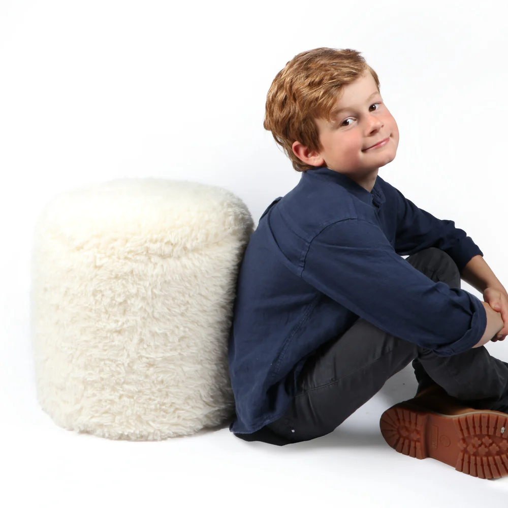 Wild & Soft - Pouf Repose-Pieds Mouton, Moyen