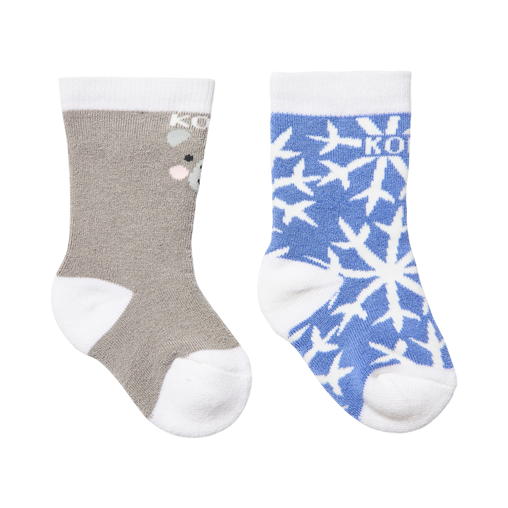 Kombi - Paquet de 2 Paires de Chaussettes Chaudes, Bleu Soyeux Glacé