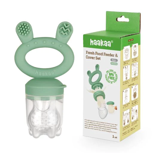 Fresh Food Teether Feeder With Cover, Green Pea