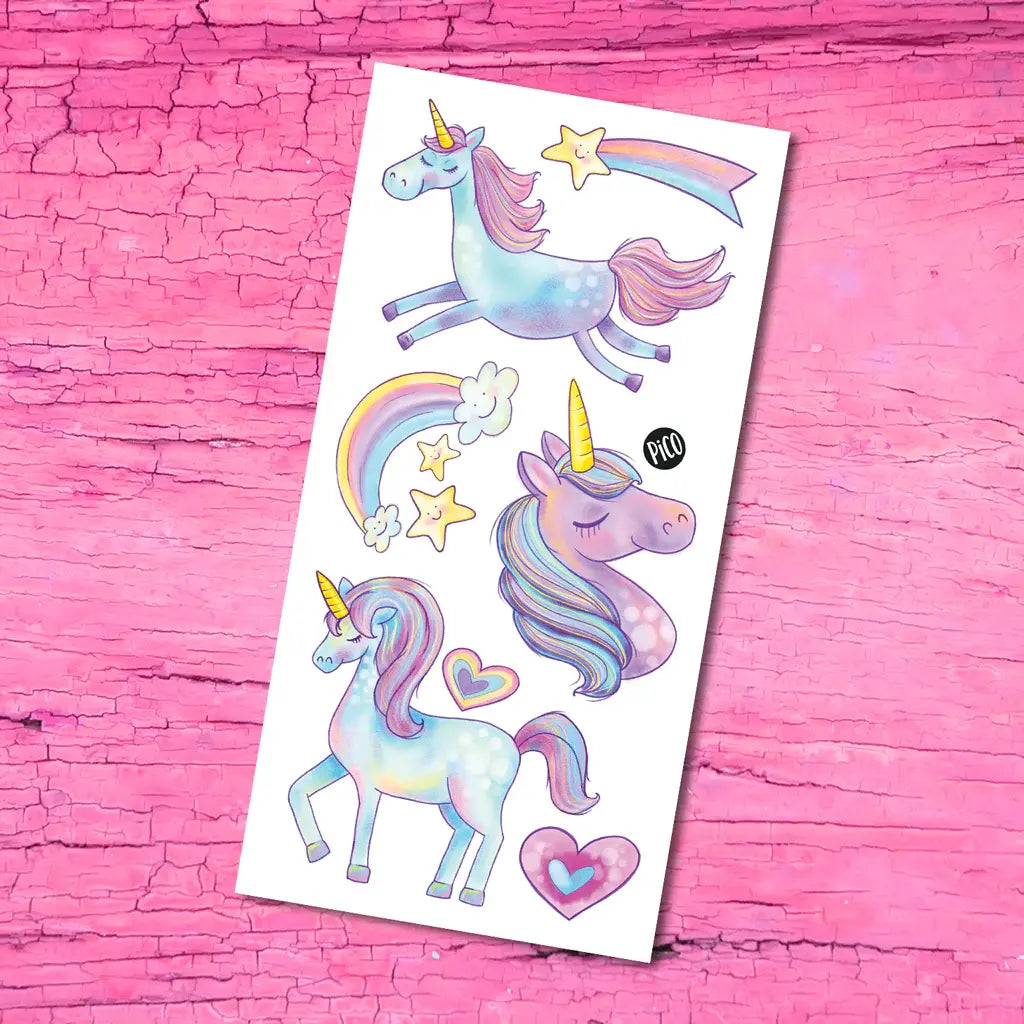 Pico Tatoo - Carte de Souhaits avec Tatouages Temporaires, Licorne