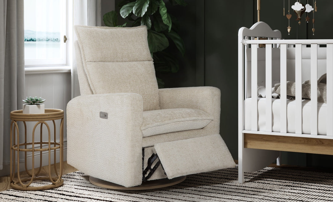 Fauteuil Pivotant Inclinable Motorisé Arya, Peluche Sable