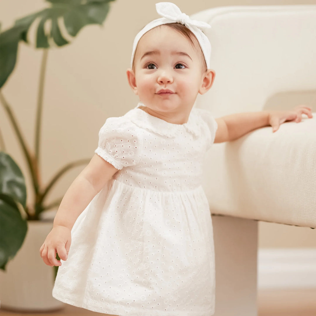 Petit Lem - Organic Cotton Dress Set, Headband and Tights, Circles