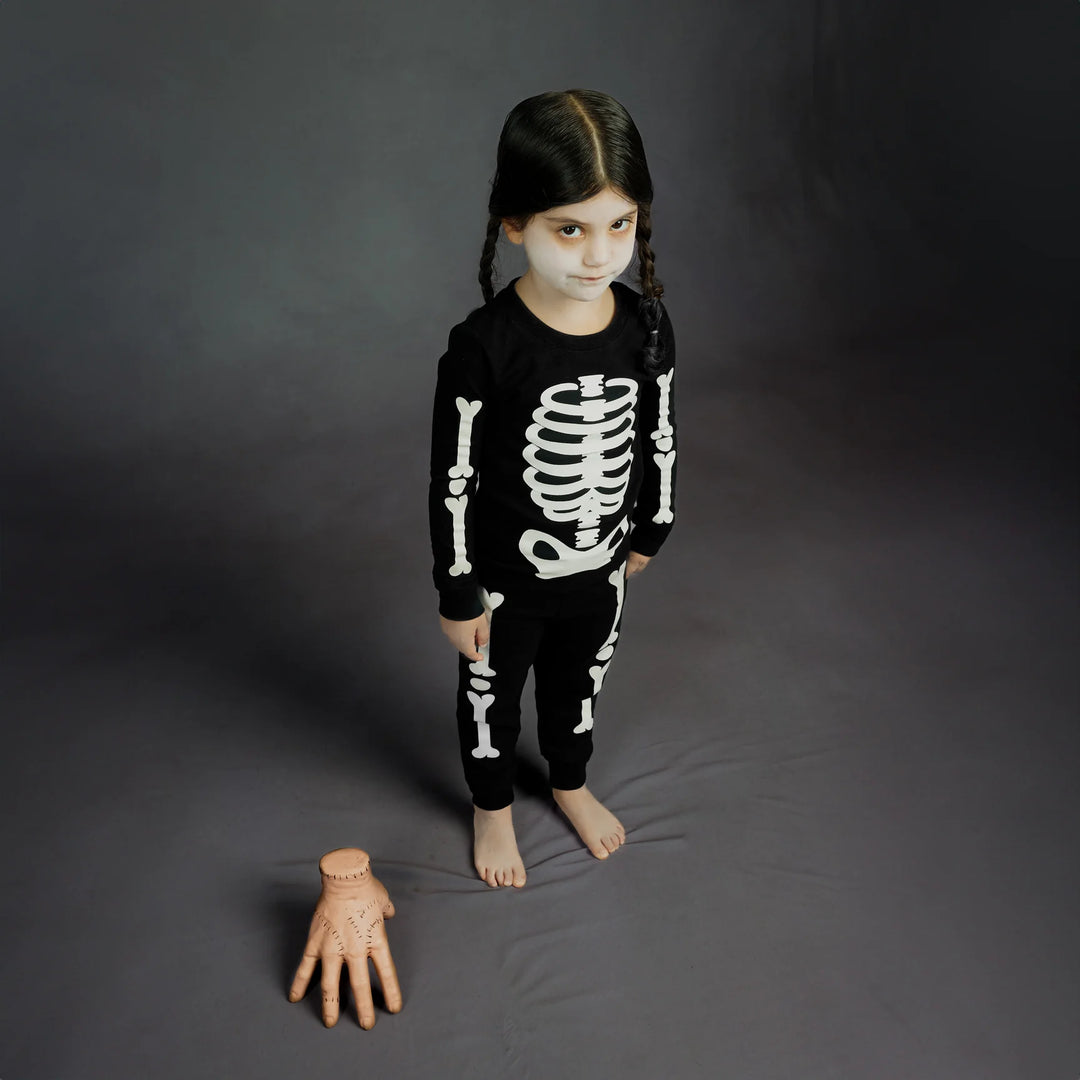 2 Pieces Organic Cotton Pajamas, Glow In The Dark Skeleton