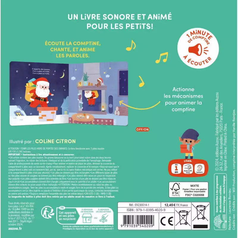 Auzou - Livre Sonore, Ma Comptine de Noël, 1 an et +