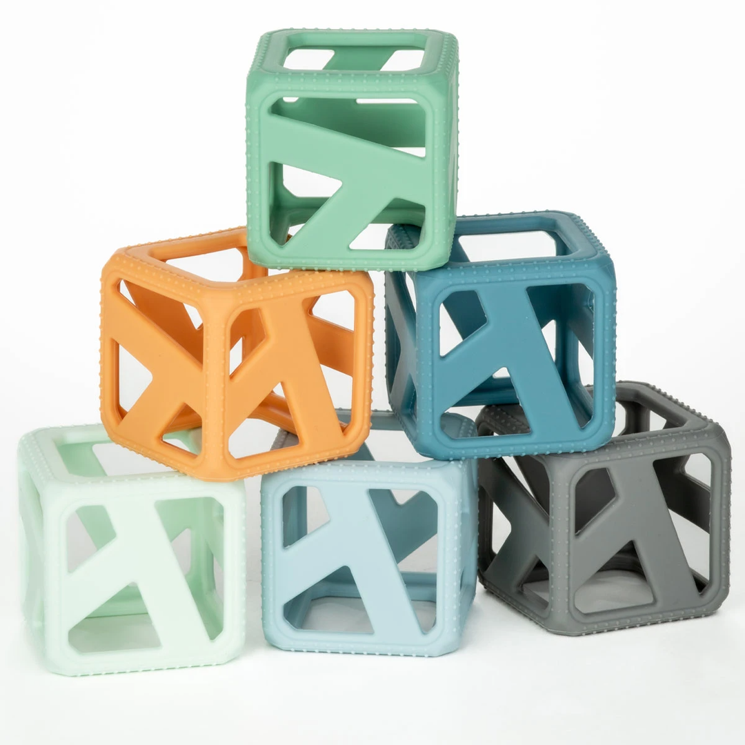 Chew Cube - 6 Stacking Teething Cubes, Earthy