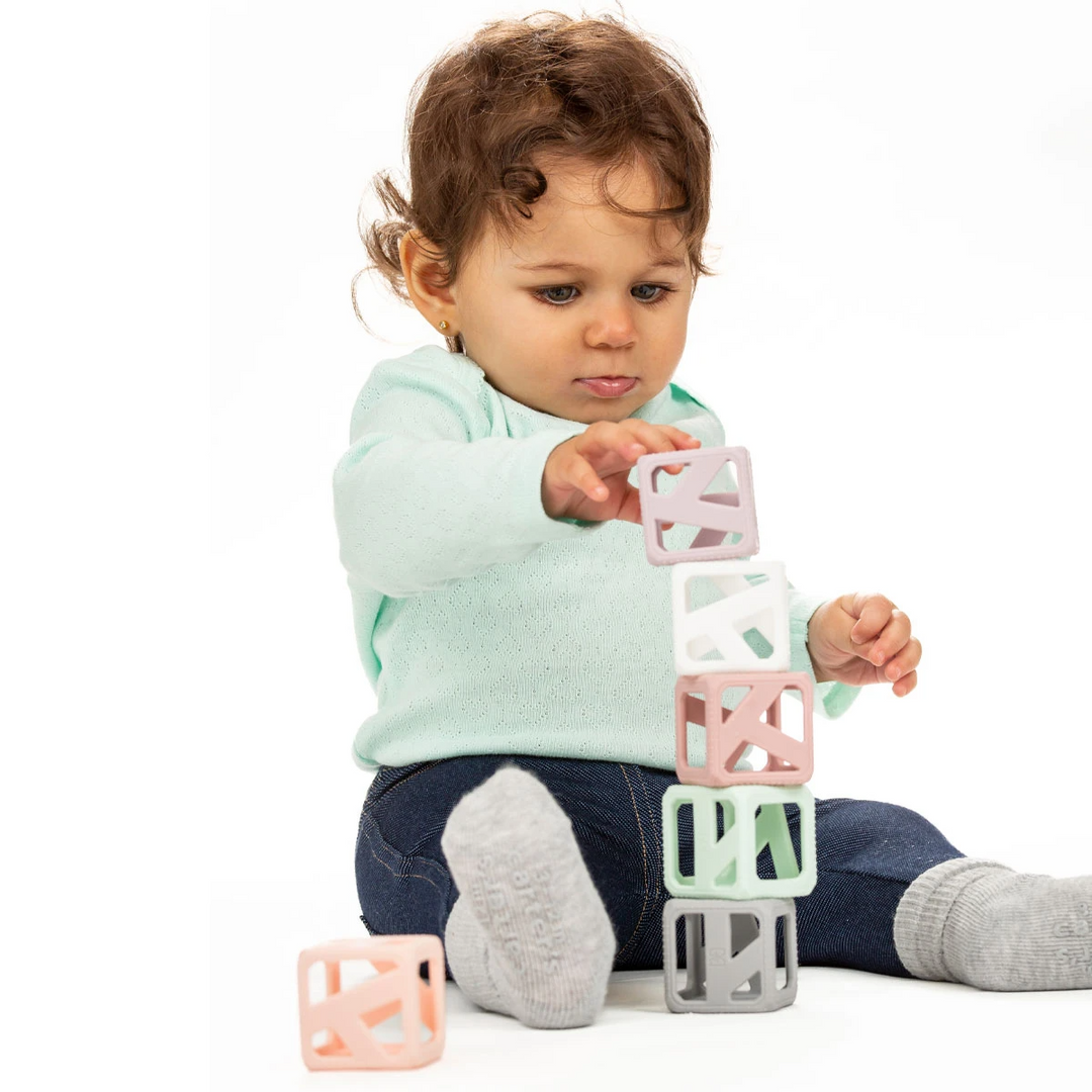 Chew Cube - 6 Stacking Teething Cubes, Earthy