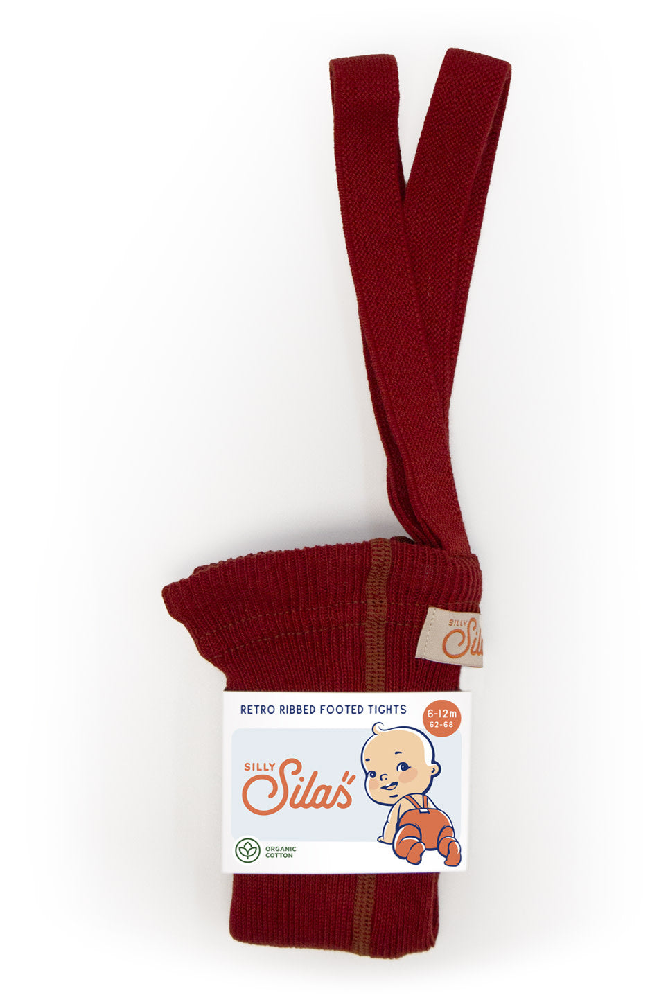 Silly Silas - Ribbed Footed Tights with Braces, Maple Leaf, 1-2 years