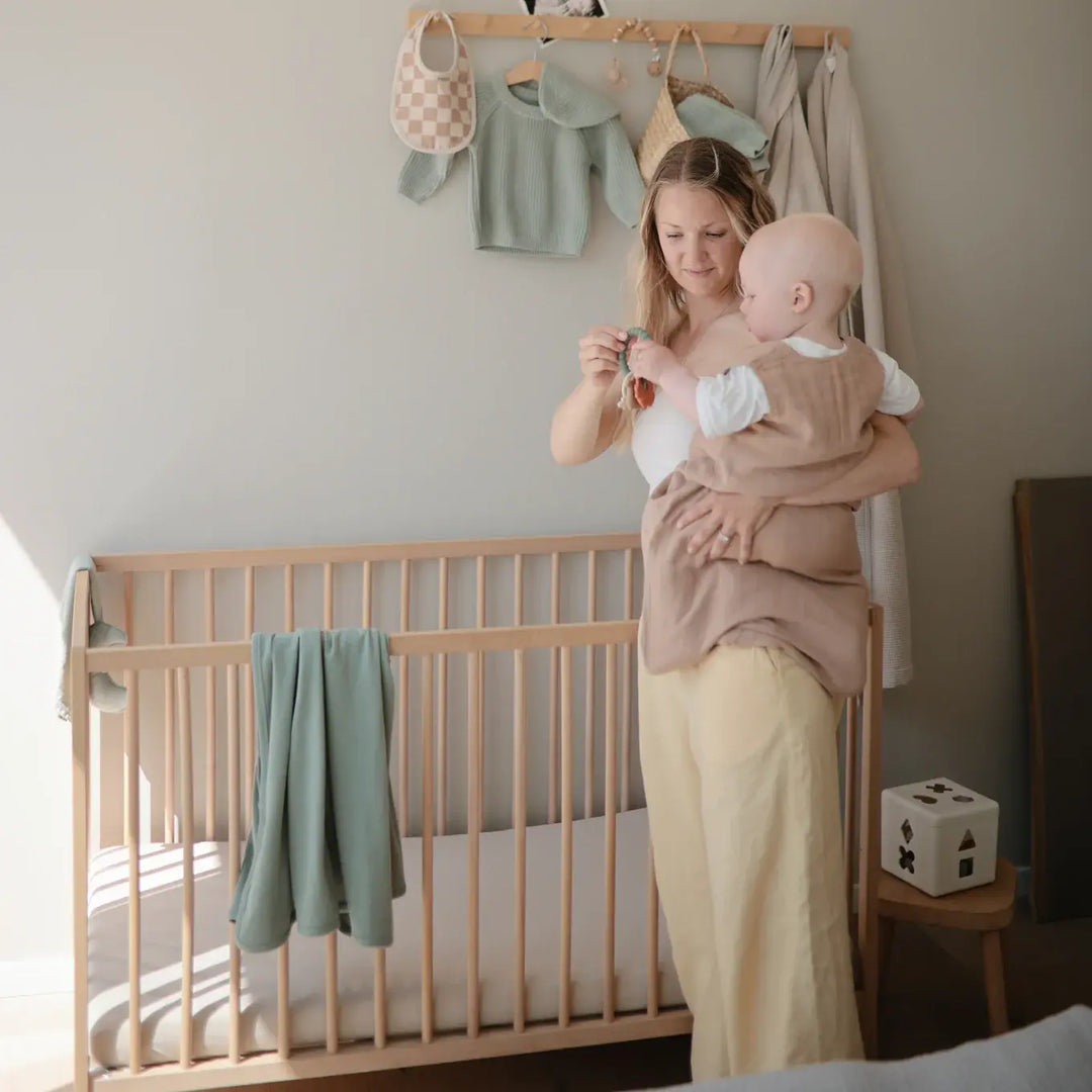 Mushie - Organic Cotton Stretchy Crib Sheet, Blush