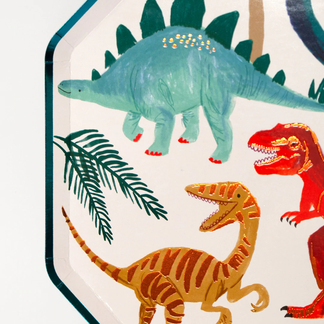 Paquet de 8 Assiettes en Papier, Royaume des Dinosaures