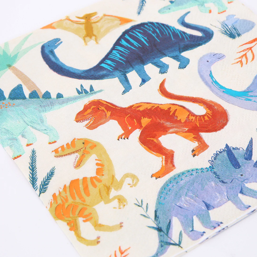 Paquet de 16 Serviettes en Papier, Royaume des Dinosaures