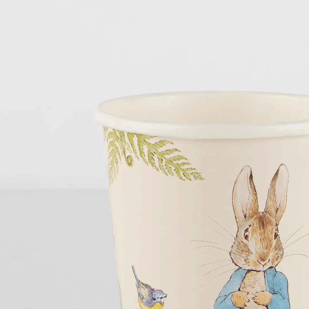 Paquet de 8 Verres en Papier, Pierre Lapin dans le Jardin