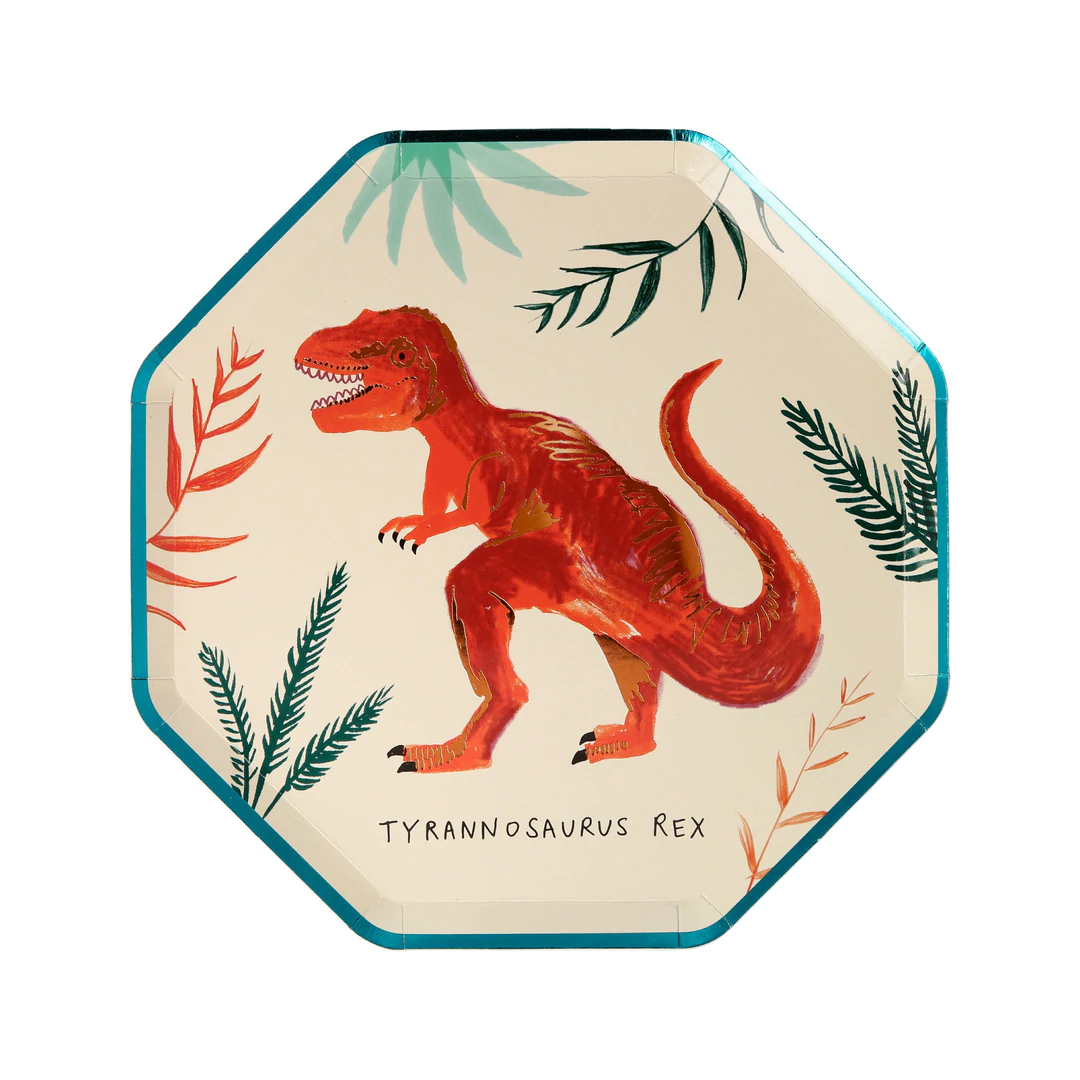 Paquet de 8 Petites Assiettes en Papier, Royaume des Dinosaures