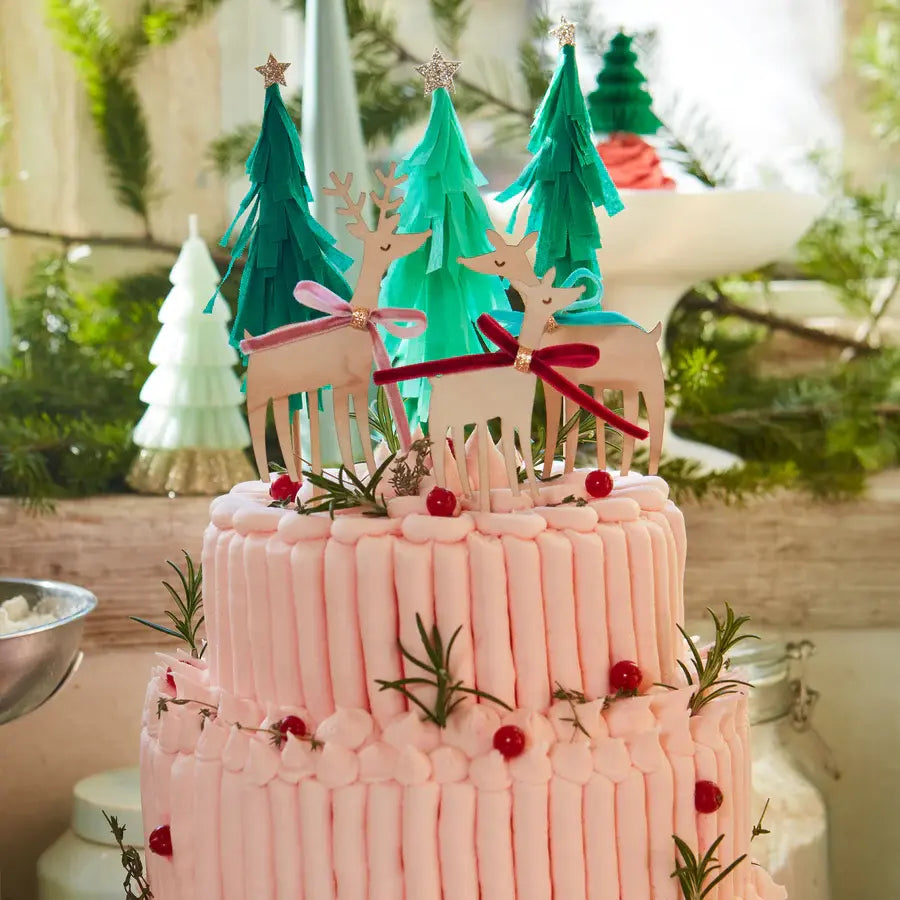 Ensemble de Décorations à Gâteau, Famille de Rennes