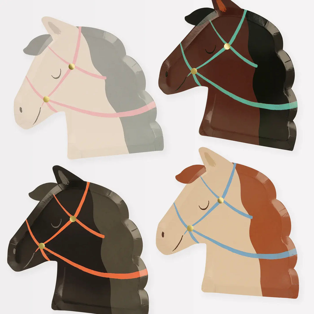 Meri Meri - Paquet de 8 Assiettes en Papier, Cheval