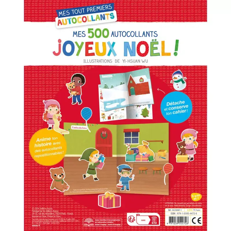 Auzou - Mes 500 Autocollants Repositionnables, Joyeux Noël!