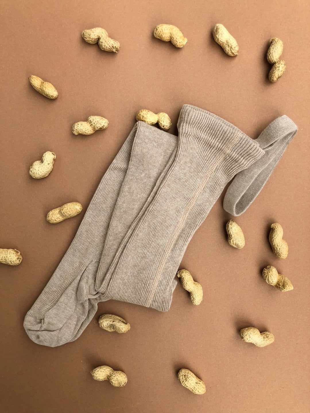 Silly Silas - Ribbed Footed Tights with Braces, Peanuts Blend