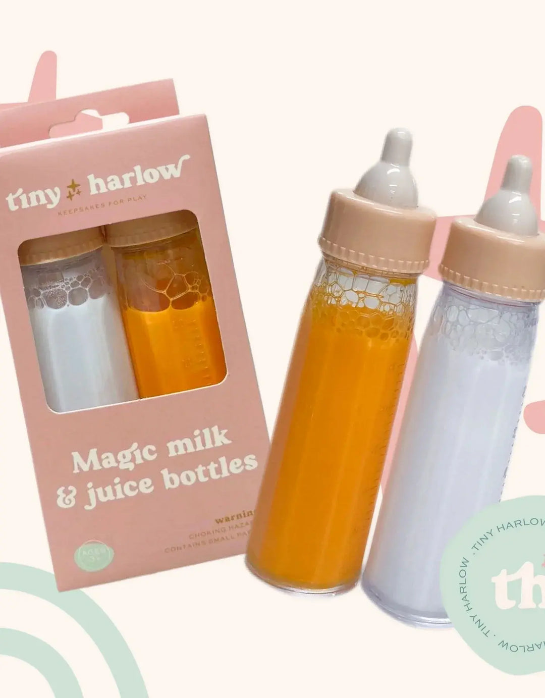 Tiny Harlow - Ensemble de Bouteilles Magiques, Lait et Jus