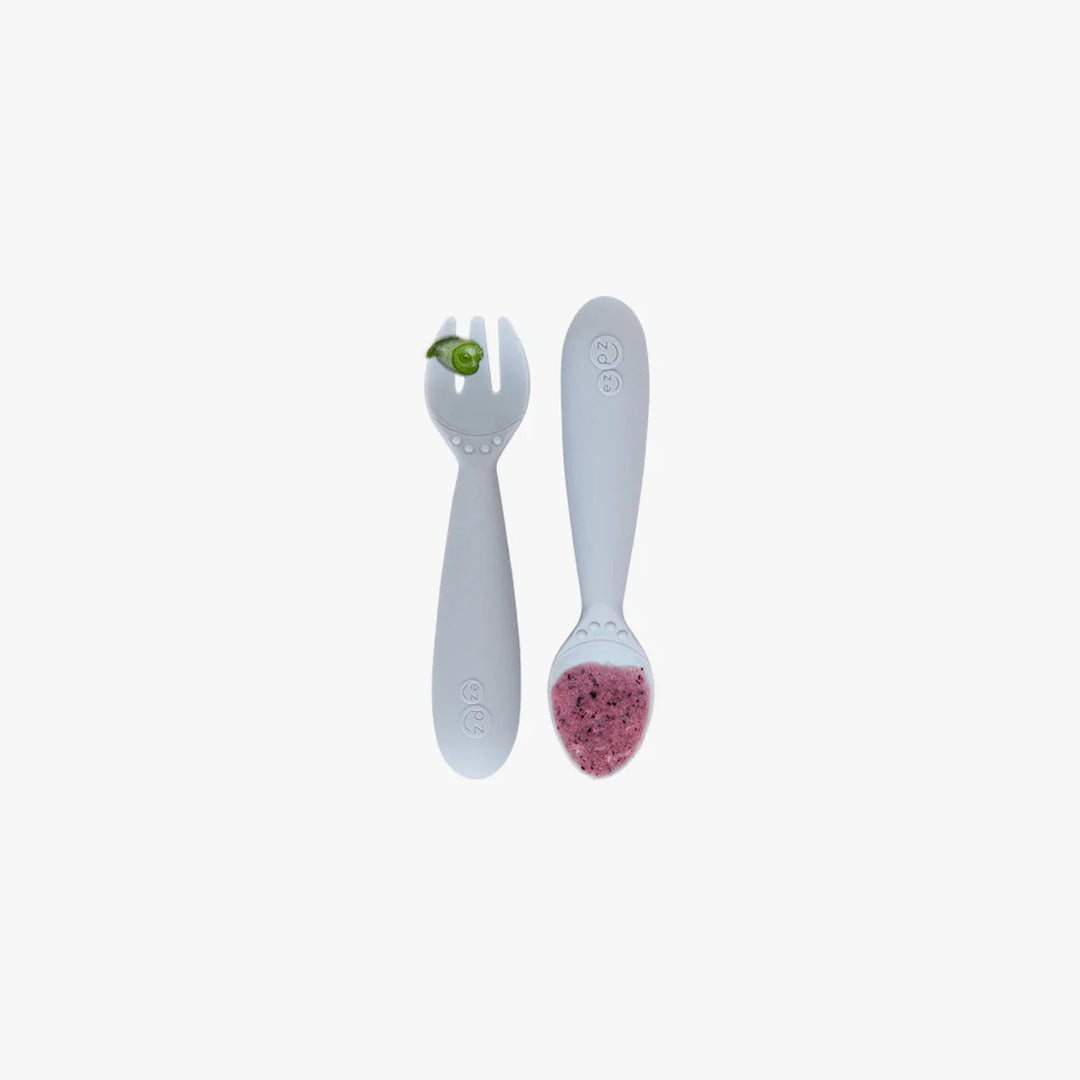 EzPz - Set of 2 Silicone Utensils, Pewter