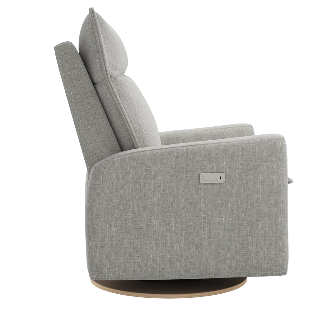 Arya Motorized Reclining Swivel Armchair, Nubia Silver