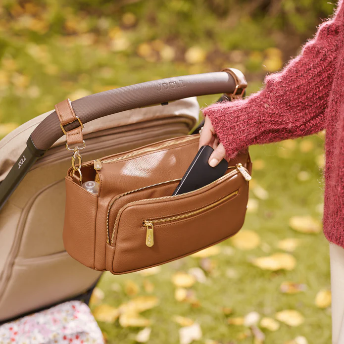 OiOi - Sac Organisateur à Glissière pour Poussette en Cuir Végétalien, Tan