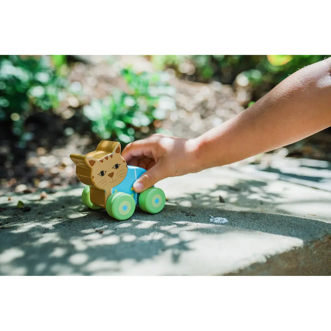 Orange Tree Toys - 3 Jouets à Pousser en Bois, Pierre Lapin