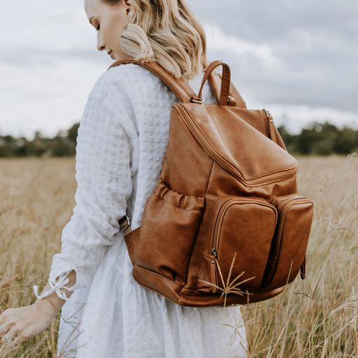 OiOi - Vegan Leather Nappy Backpack, Tan