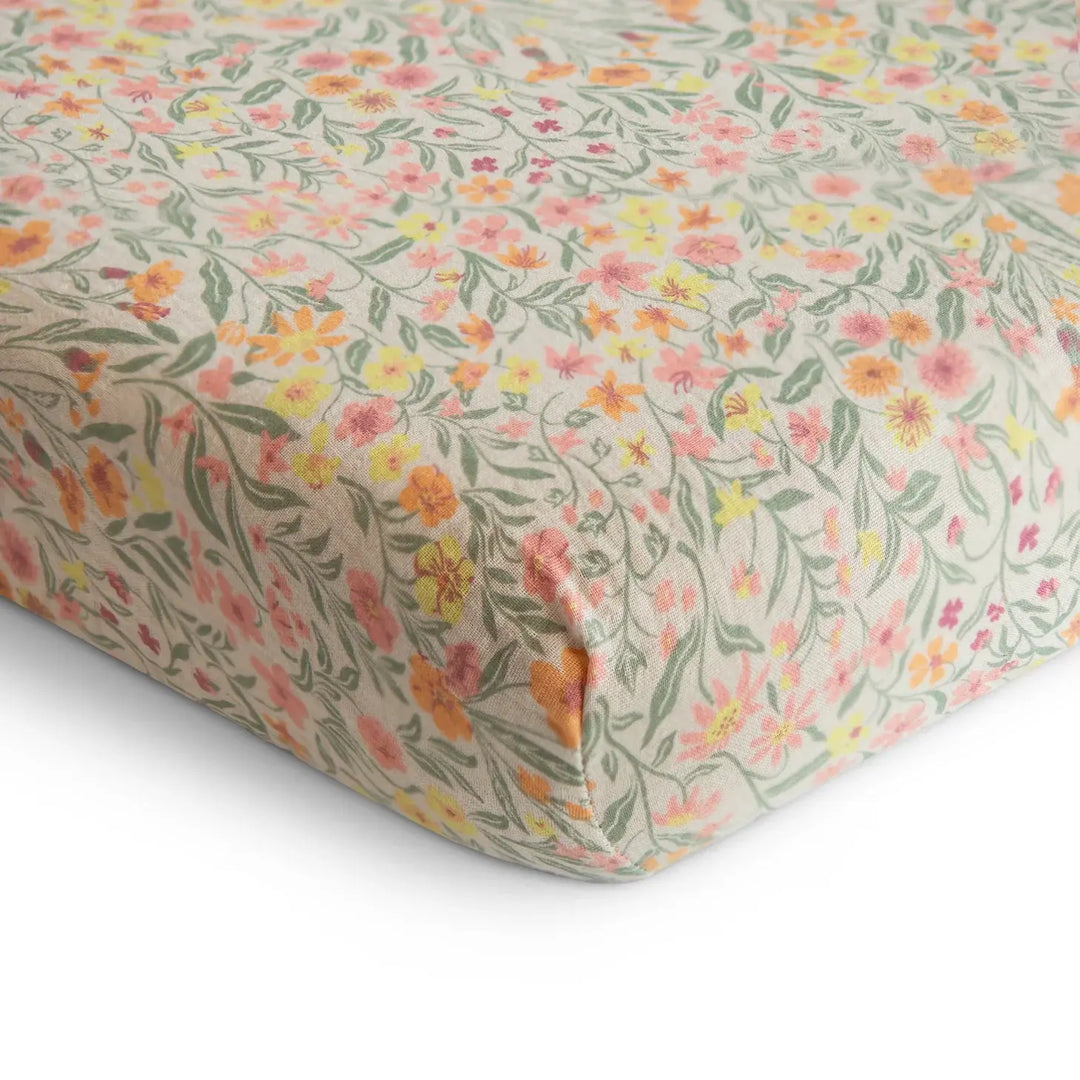 Drap Contour en Mousseline, Fleurs Pastel