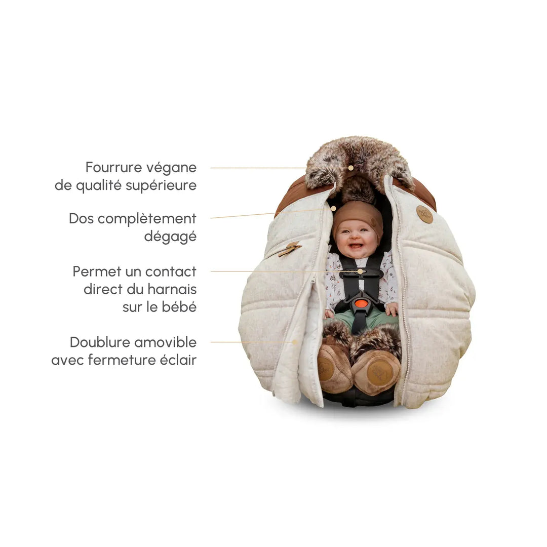 Petit Coulou - Housse d'Hiver Doux 2-en-1 pour Siège d'Auto, Sherpa Banff