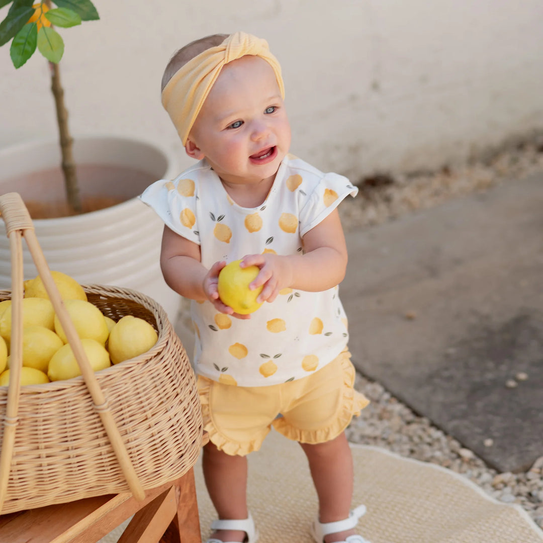 Petit Lem - Ruffled T-shirt and Shorts Set, Lemons