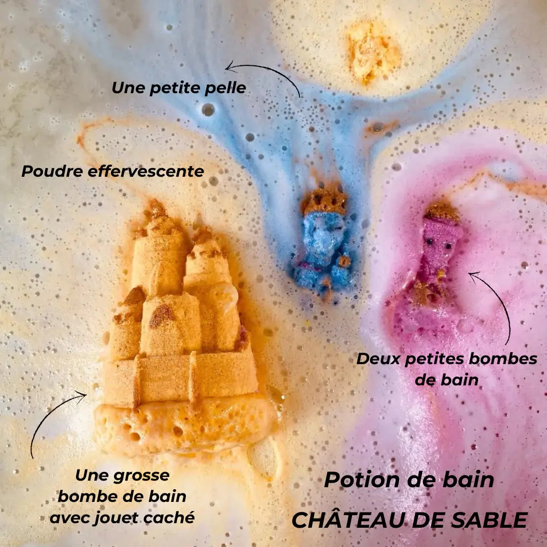 Ensemble Bombe de Bain et Poudre Effervescente, Château de Sable