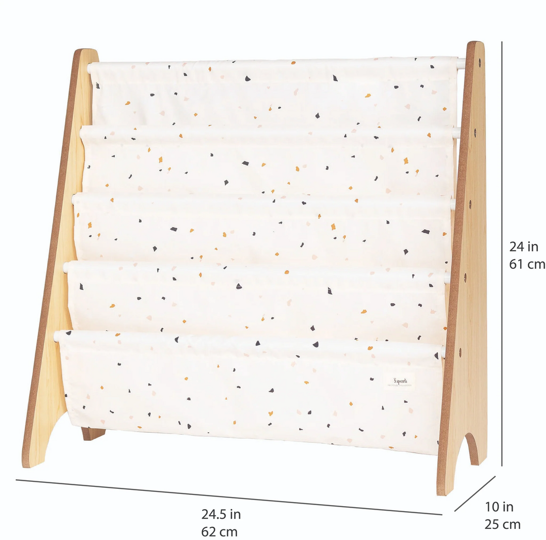 3 Sprouts - Support à Livres en Tissu Recyclé, Terrazzo Crème