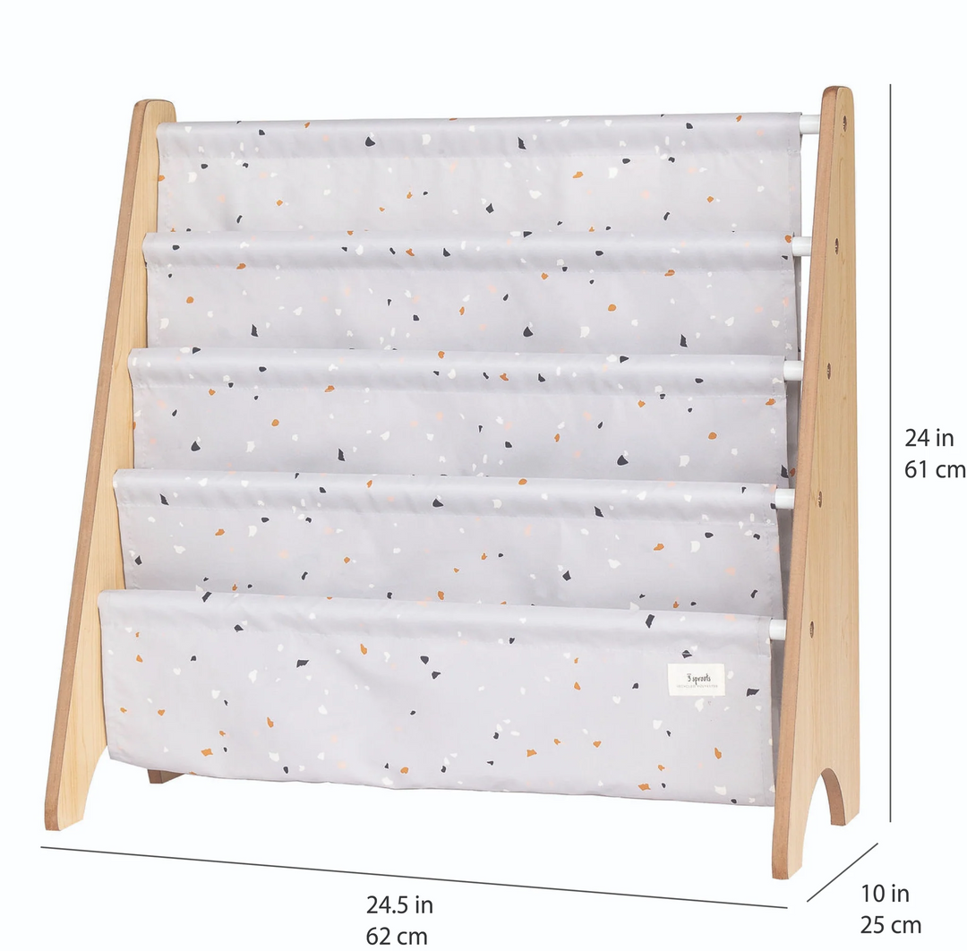 Recycled Fabric Book Rack, Terrazzo Light Grey