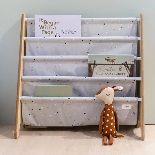 Recycled Fabric Book Rack, Terrazzo Light Grey