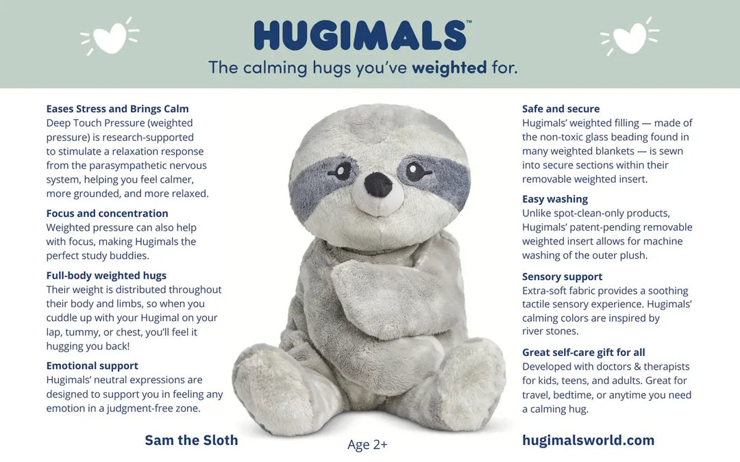 Hugimals - Peluche Lestée, Sam le Paresseux