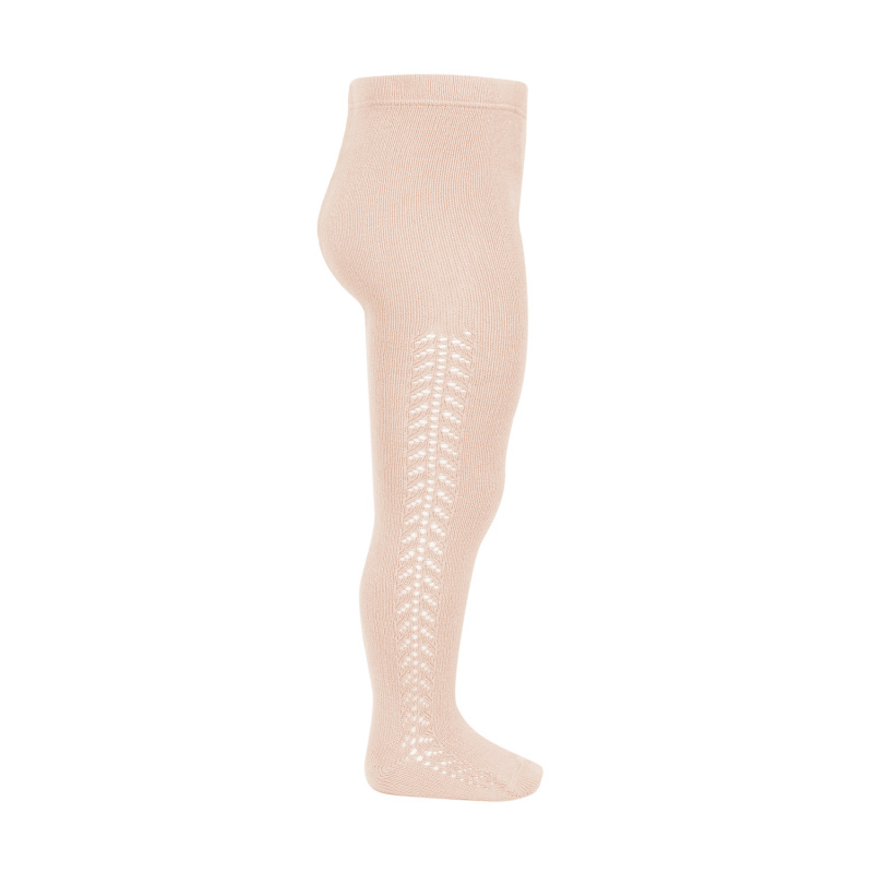 Warm Tights With Side Openwork, Nude