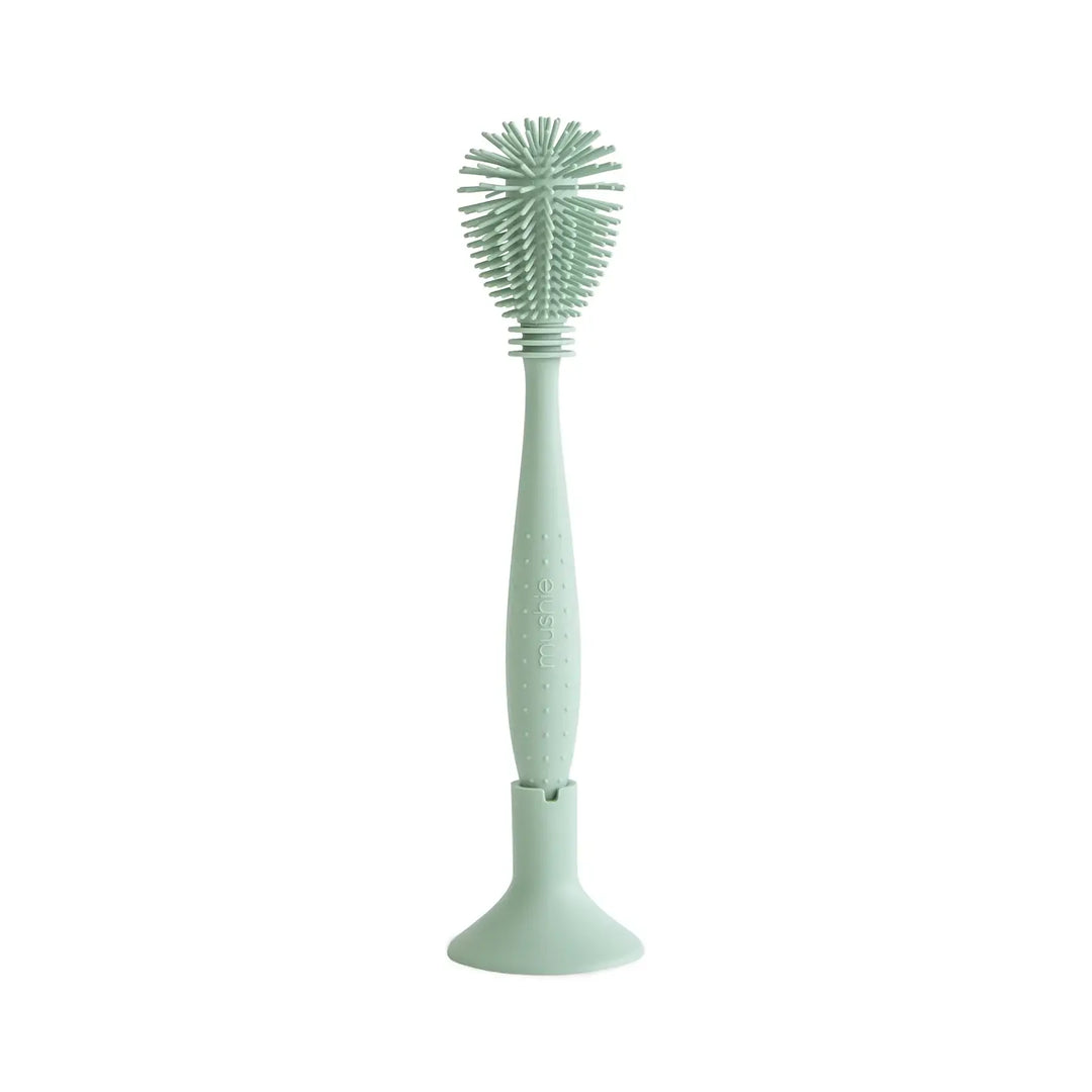 Mushie - Brosse à Biberon en Silicone, Bleu Cambridge