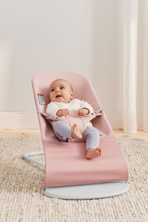 BabyBjörn - Transat Bouncer Bliss, Cadre Gris Pâle, Jersey Rose Pâle