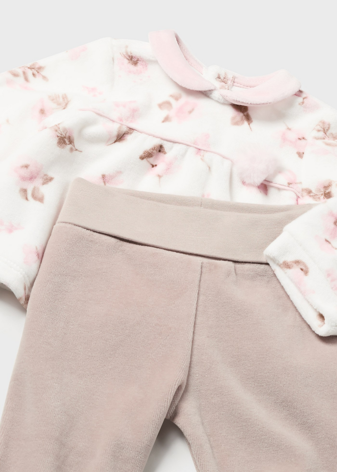 Mayoral - Ensemble Chandail et Pantalon en Peluche, Fleurs Roses