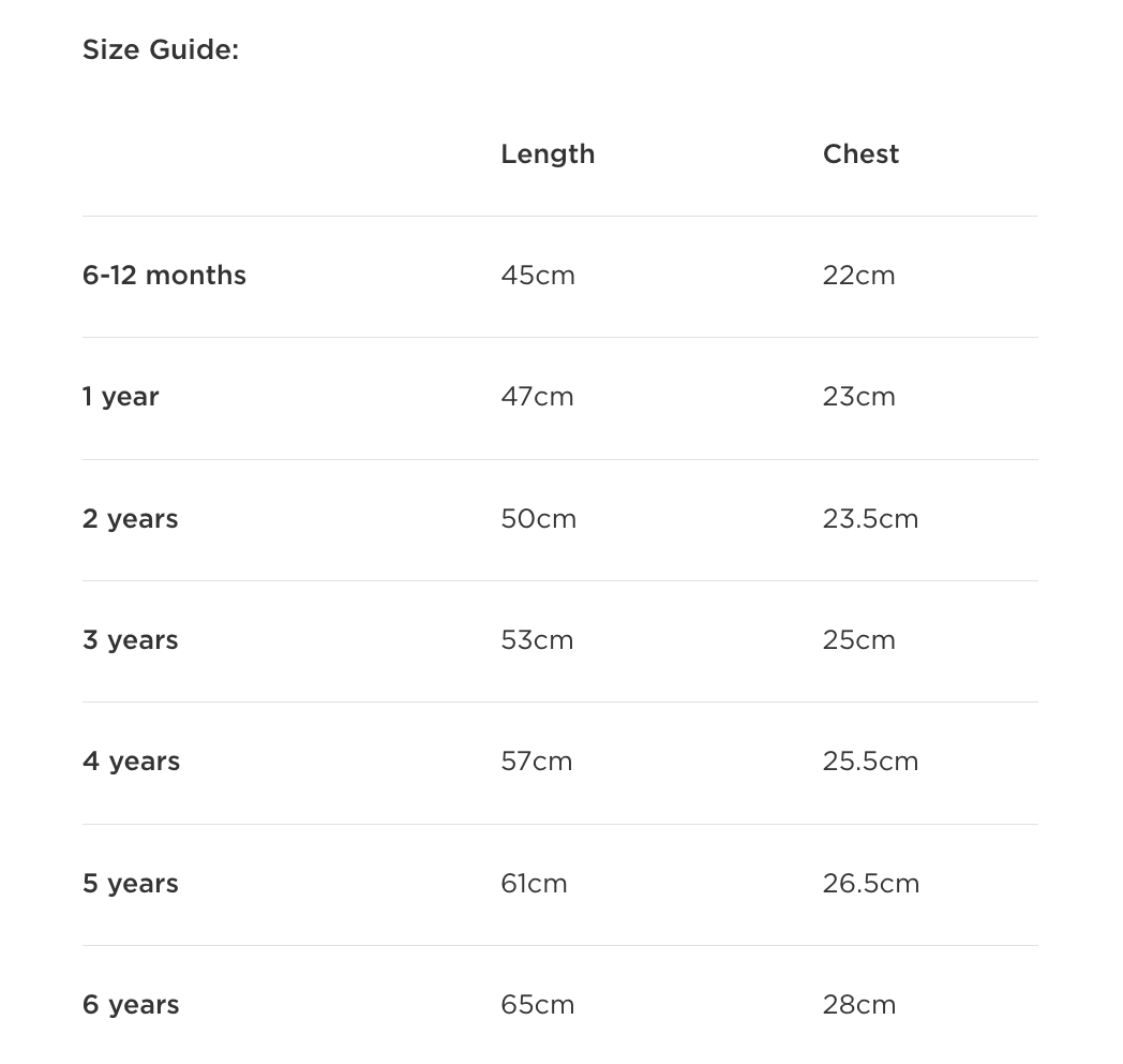 Size Chart Image