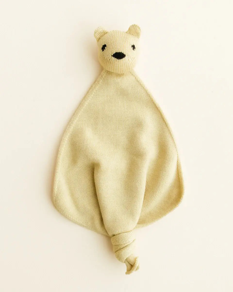 Hvid Knitwear - Toutou-Doudou Ourson Tokki en Laine Mérinos, Jaune Pâle