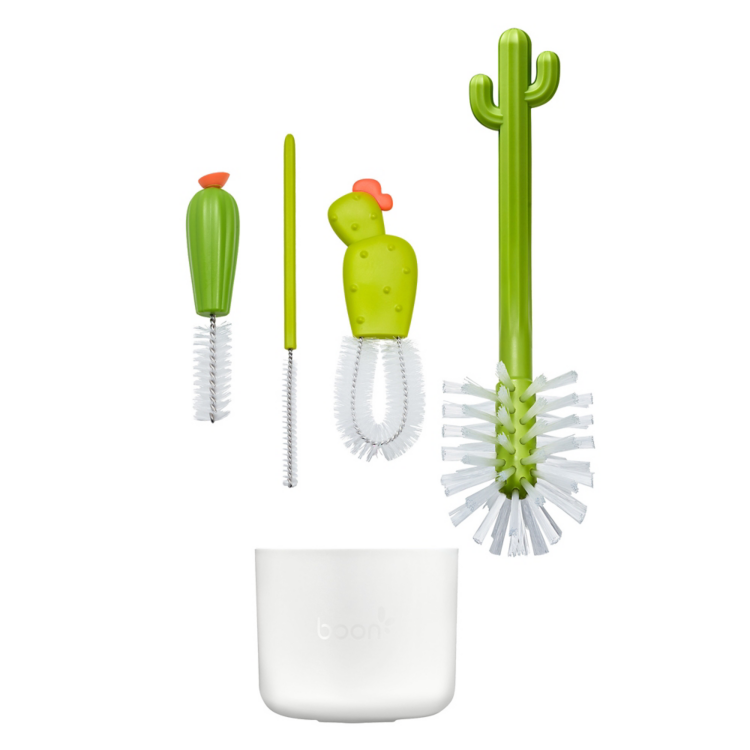 Boon - Ensemble de 4 Brosses à Biberons Cacti, Vert