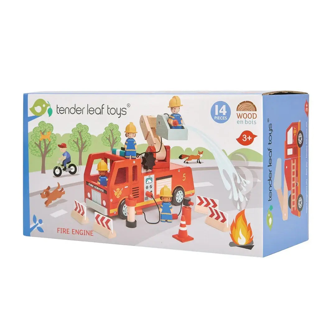 Tender Leaf Toys - Camion de Pompier en Bois