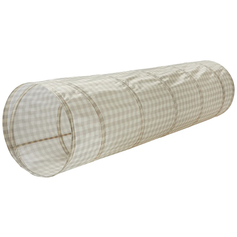 3 Sprouts - Tunnel de Jeu en Tissu Recyclé, Vichy Beige