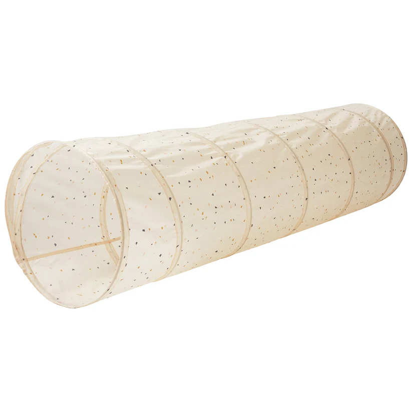 3 Sprouts - Tunnel de Jeu en Tissu Recyclé, Terrazzo Beige