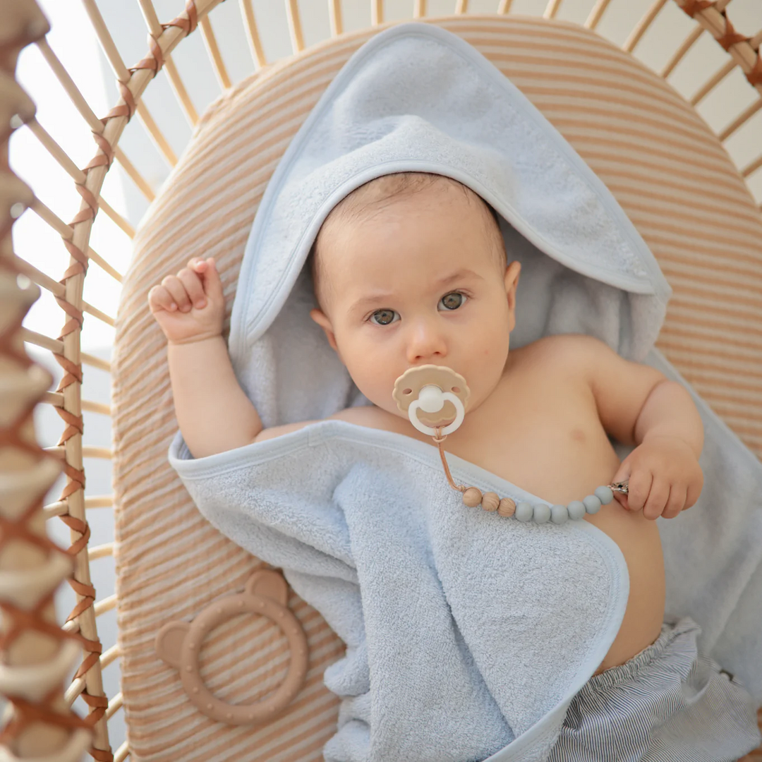 Serviette à Capuchon en Coton Biologique, Bleu Bébé